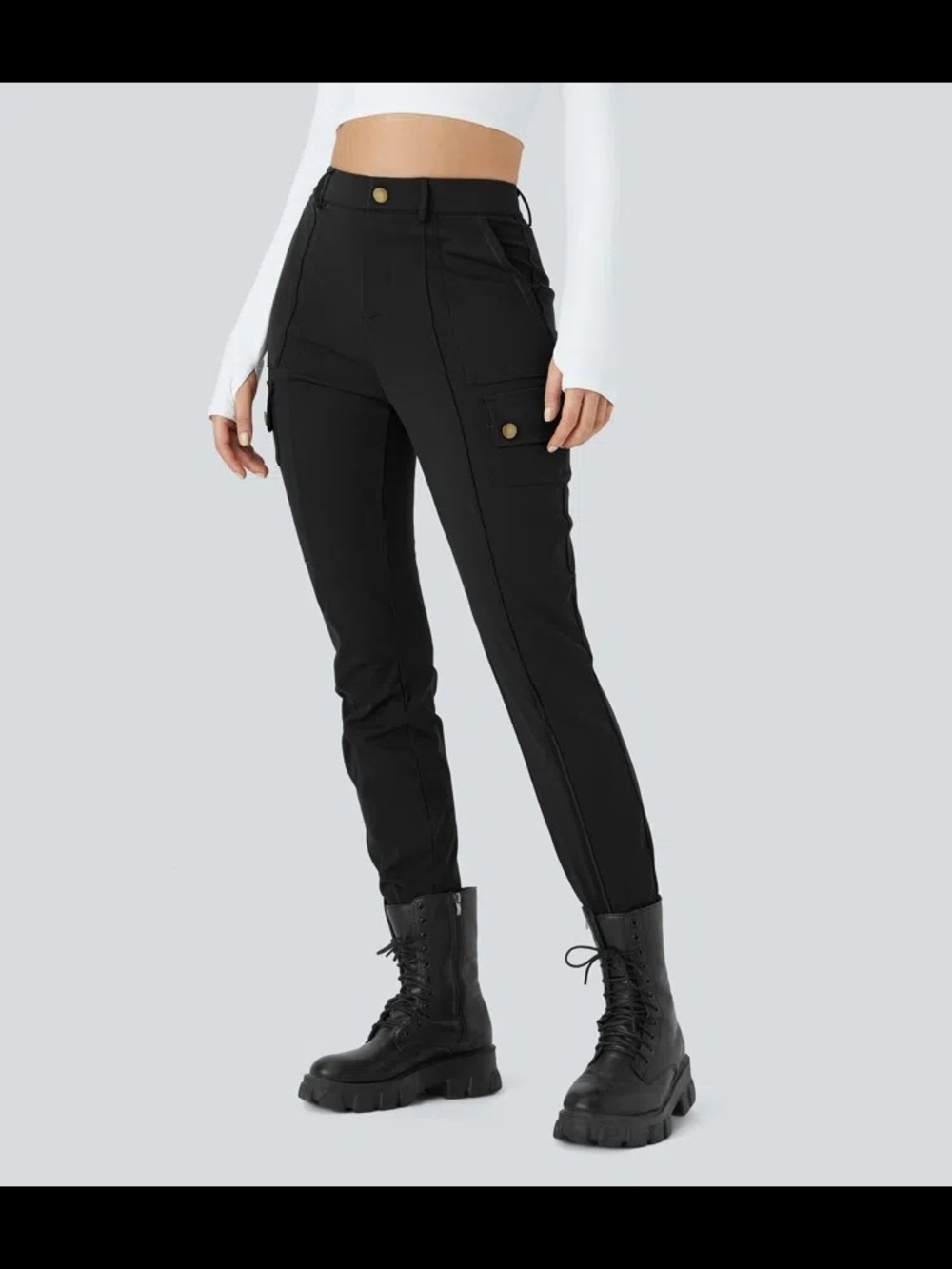 HALARA Black High-Rise Cargo Skinny Pants Size Small